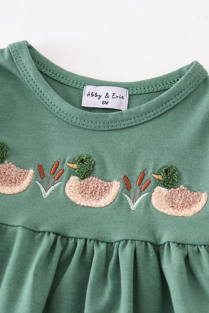 Forest Duck French Knot Girl Bloomers Set