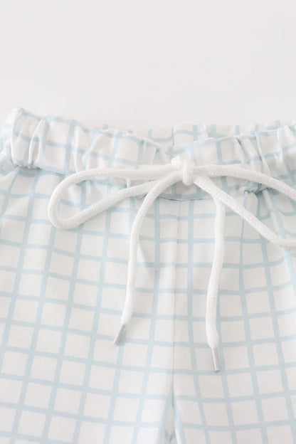 Drake Blue Checkered Boy Shorts Set