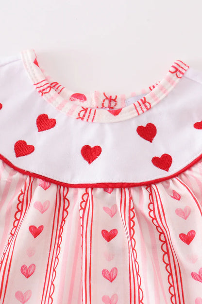 Valentine's Day Heart Embroidered Girl Bloomers Set