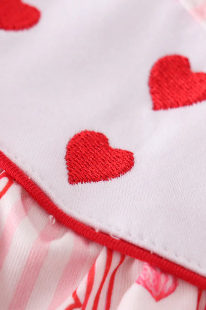 Valentine's Day Heart Embroidered Girl Bloomers Set