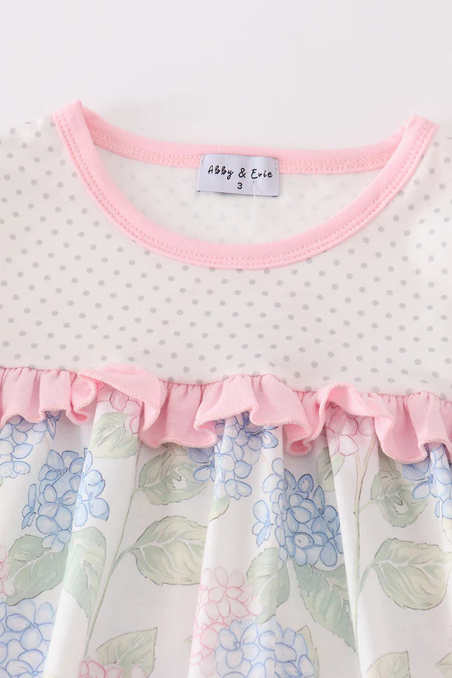 Pink Blossom Serenity Print Girl Shorts Set