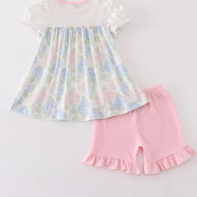 Pink Blossom Serenity Print Girl Shorts Set