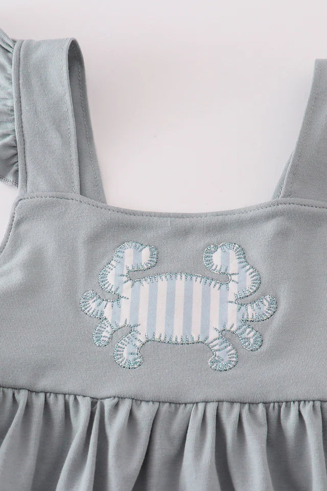 Crab Applique Blue Dress