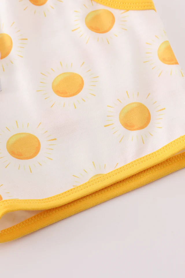 You Are My Sunshine Embroidered Yellow Boy Shorts Set