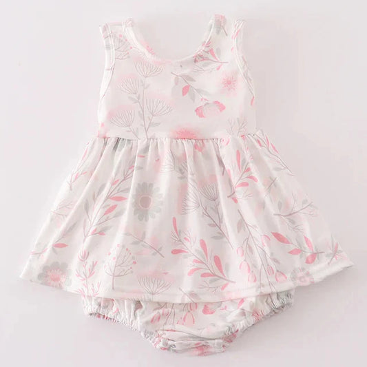 Pink Blush Meadow Print Girl Bubble