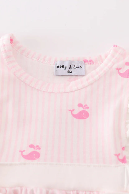 Pink Stripe Whale Print Girl Bubble