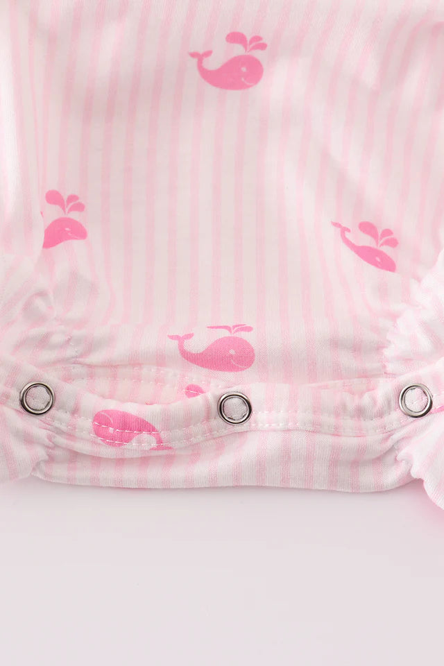 Pink Stripe Whale Print Girl Bubble