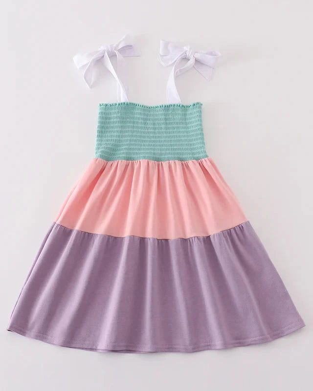 Evie Pastel Multicolor Tiered Mom+Me Smocked Dress