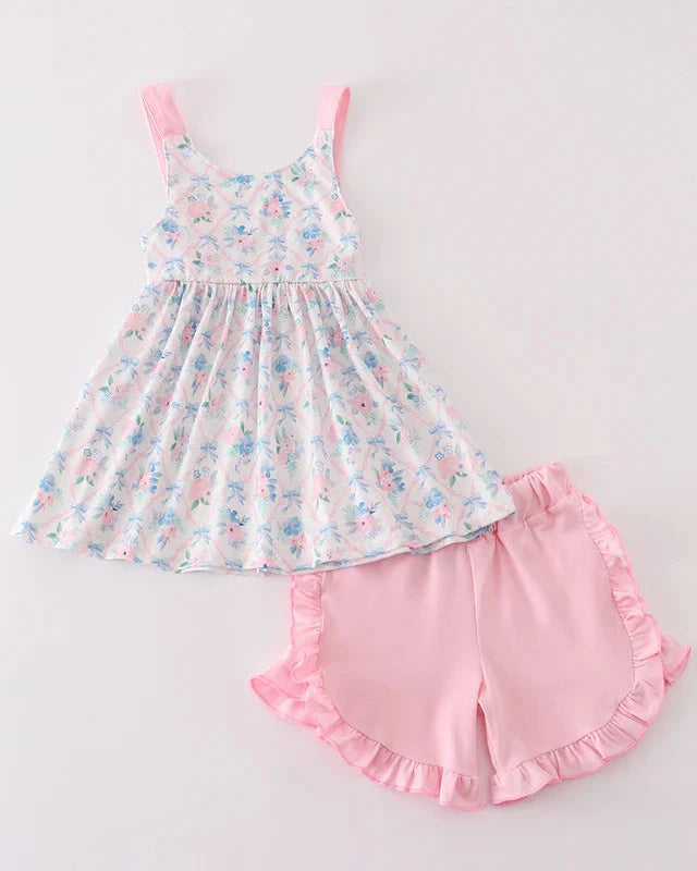 Pink Petal Dream Girl Shorts Set