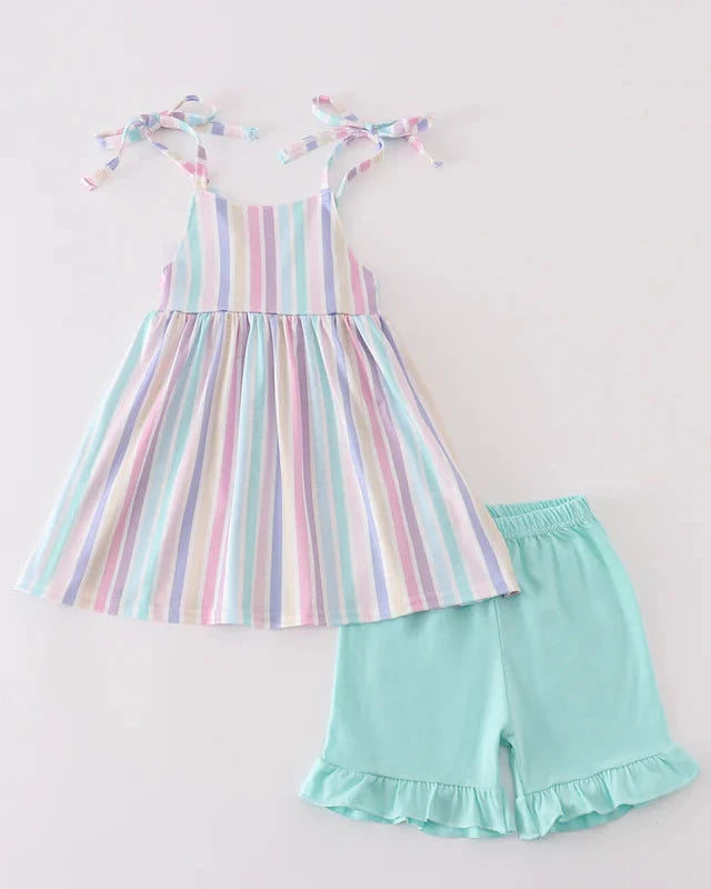 Ella Multicolor Stripe Girl Shorts Set