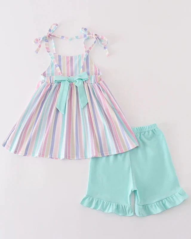 Ella Multicolor Stripe Girl Shorts Set