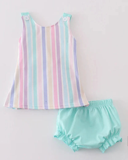 Ella Multicolor Stripe Girl Bloomers Set