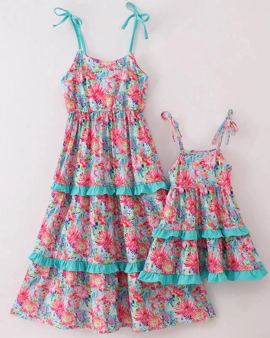 Tropical Bloom Print Mom + Me Dress