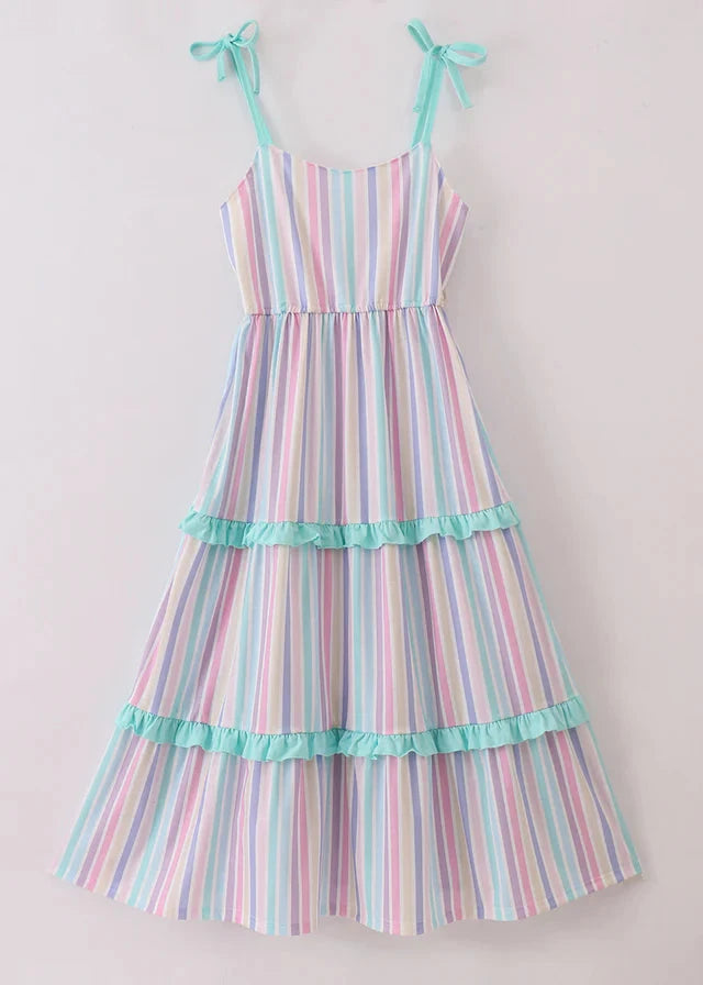 Ella Multicolor Stripe Tiered Women’s Dress