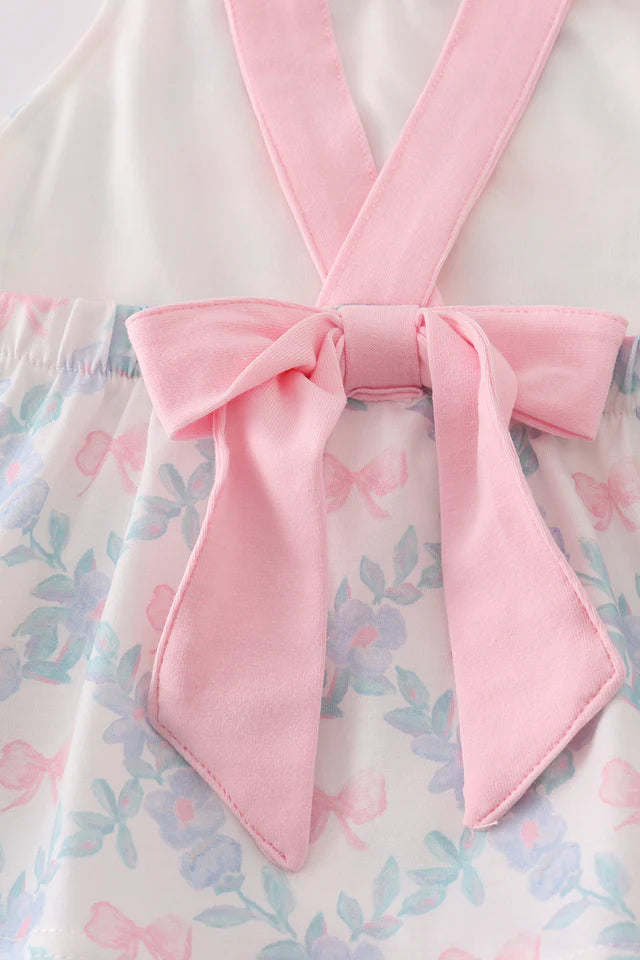 Coquette Pink Bow Print Girl Bloomers Set