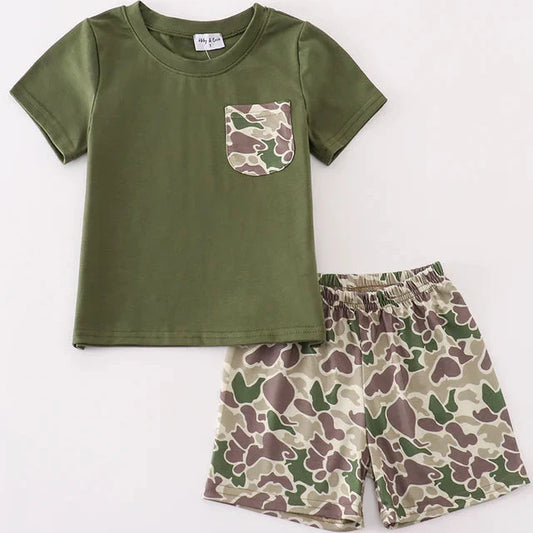 Camouflage Print Boy Shorts Set