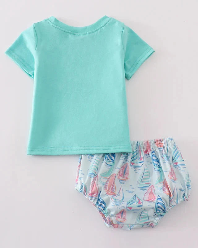 Ocean Breeze Sailboat Boy Bloomers Set