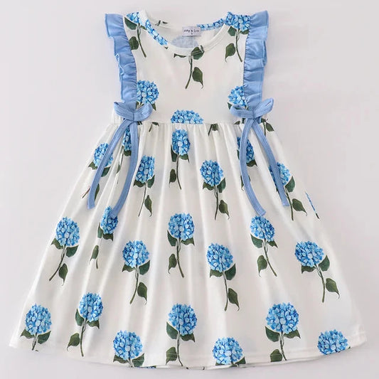 Blue Hydrangea Print Dress