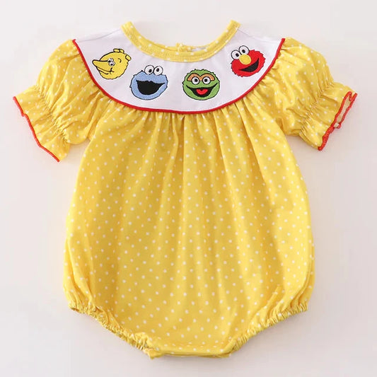 Yellow Street Character Embroidered Girl Bubble