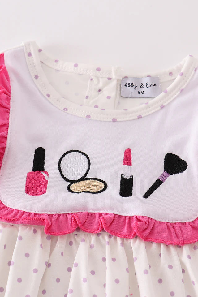 Makeup Embroidered Rose Girl Bloomers Set