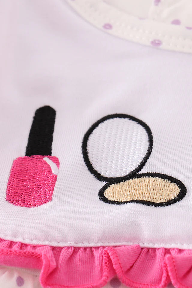 Makeup Embroidered Rose Girl Bloomers Set