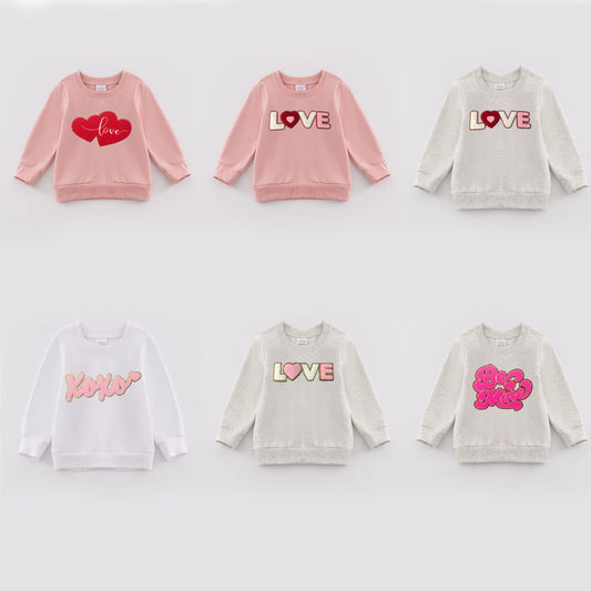 (PRE ORDER) VALENTINE'S DAY CHENILLE PATCHES GIRLS SWEATSHIRT