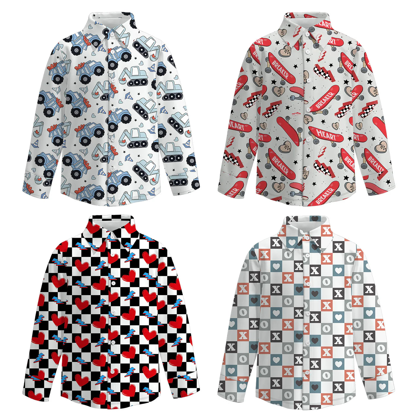 (PRE ORDER) 1.4 VALENTINE'S DAY PRINT BOYS BUTTON DOWN SHIRT