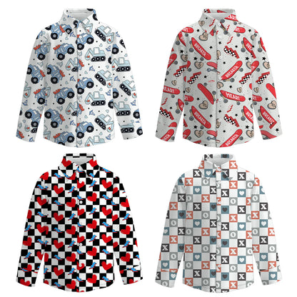 (PRE ORDER) 1.4 VALENTINE'S DAY PRINT BOYS BUTTON DOWN SHIRT