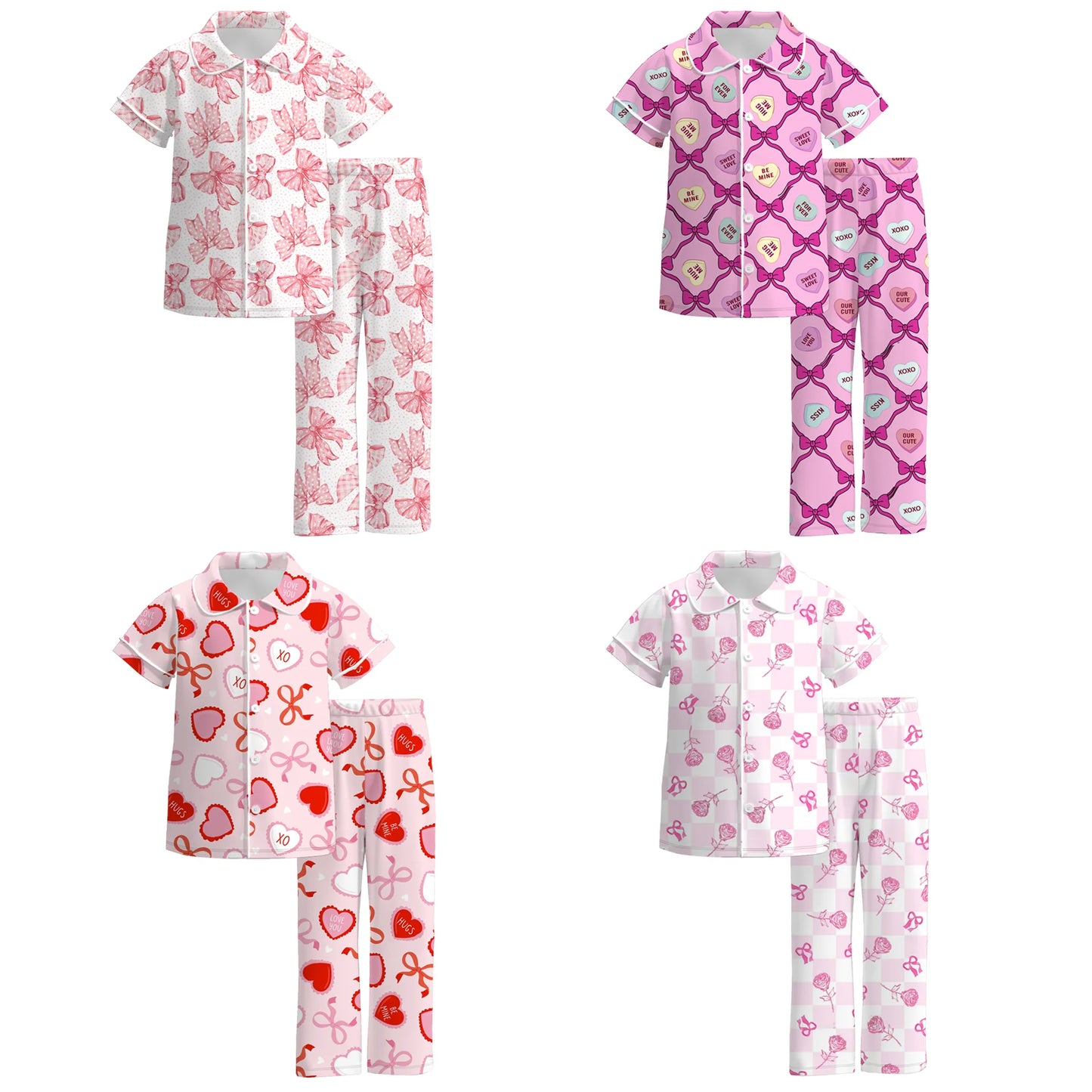 (PRE ORDER) 1.1 VALENTINE'S DAY PRINT GIRLS BUTTON DOWN PAJAMAS