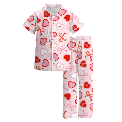 (PRE ORDER) 1.1 VALENTINE'S DAY PRINT GIRLS BUTTON DOWN PAJAMAS