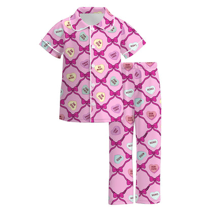 (PRE ORDER) 1.1 VALENTINE'S DAY PRINT GIRLS BUTTON DOWN PAJAMAS