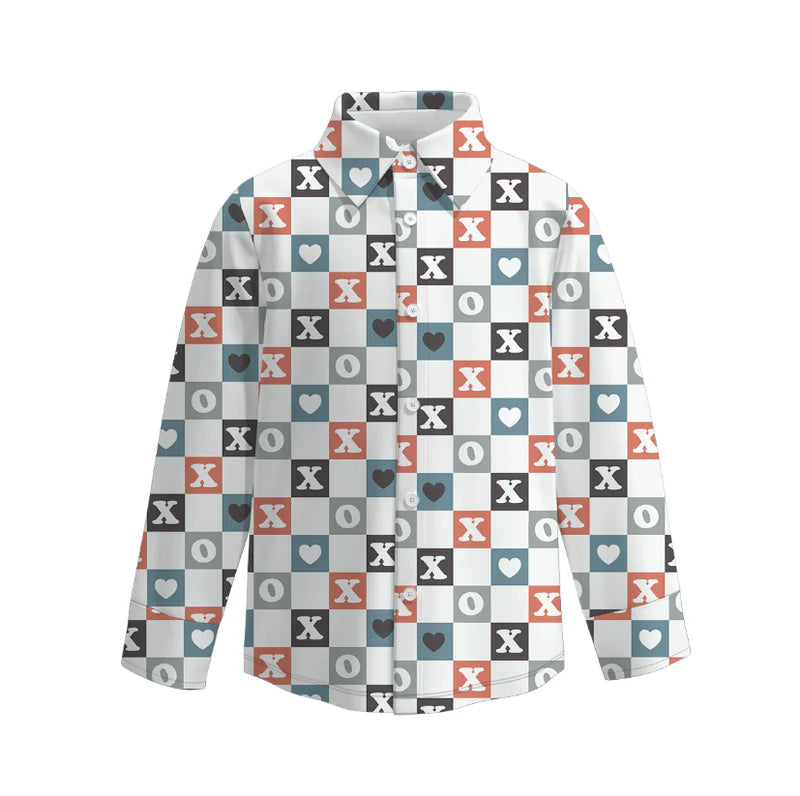 (PRE ORDER) 1.4 VALENTINE'S DAY PRINT BOYS BUTTON DOWN SHIRT