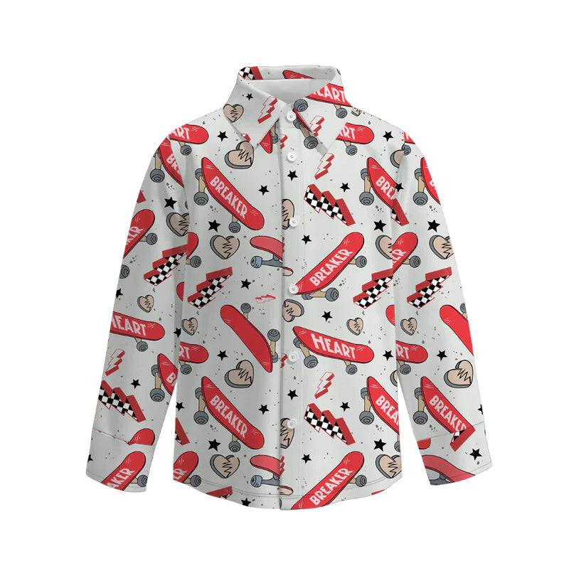 (PRE ORDER) 1.4 VALENTINE'S DAY PRINT BOYS BUTTON DOWN SHIRT