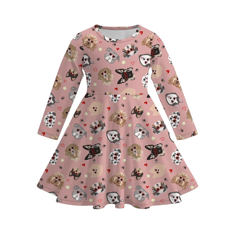 (PRE ORDER) 1.2 1.5 GIRLS VALENTINE'S DAY PRINT LONG SLEEVE DRESS