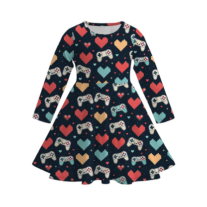 (PRE ORDER) 1.2 1.5 GIRLS VALENTINE'S DAY PRINT LONG SLEEVE DRESS