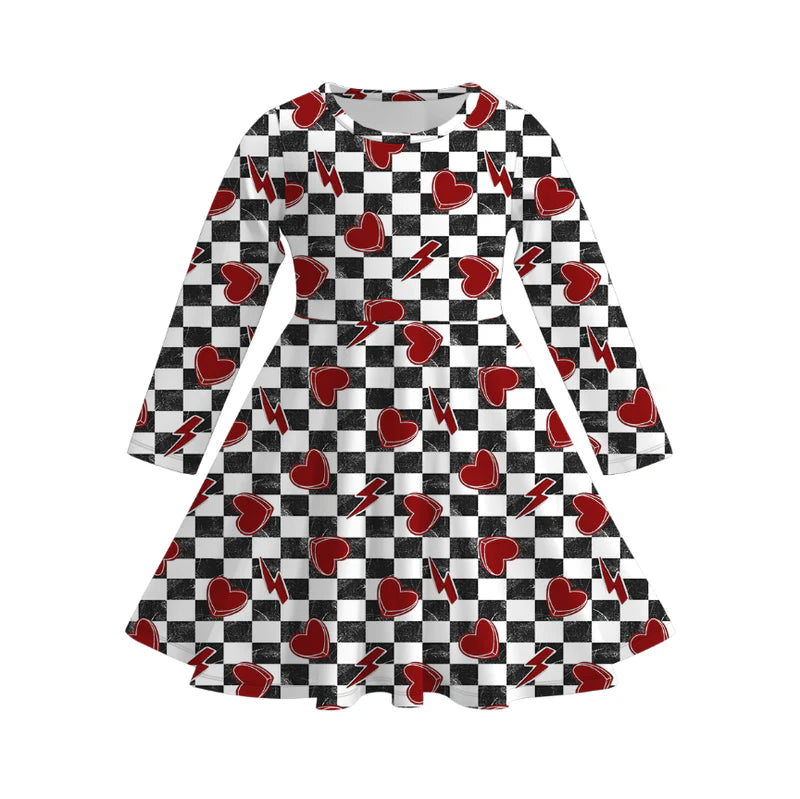 (PRE ORDER) 1.2 1.5 GIRLS VALENTINE'S DAY PRINT LONG SLEEVE DRESS