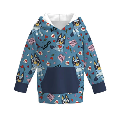 (PRE ORDER) 1.8 VALENTINE'S DAY BLUE DOG PRINT UNISEX HOODIE