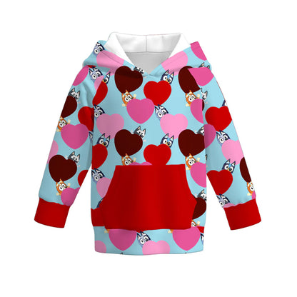 (PRE ORDER) 1.8 VALENTINE'S DAY BLUE DOG PRINT UNISEX HOODIE