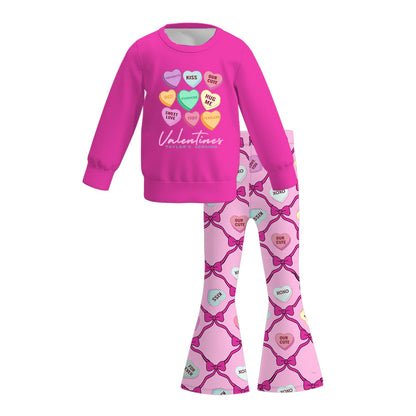 (PRE ORDER) 1.1 VALENTINE'S DAY PRINT GIRLS SWEATSHIRT BELL PANTS SET