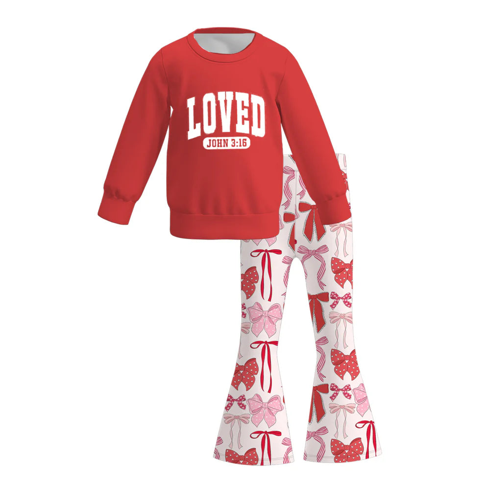 (PRE ORDER) 1.1 VALENTINE'S DAY PRINT GIRLS SWEATSHIRT BELL PANTS SET