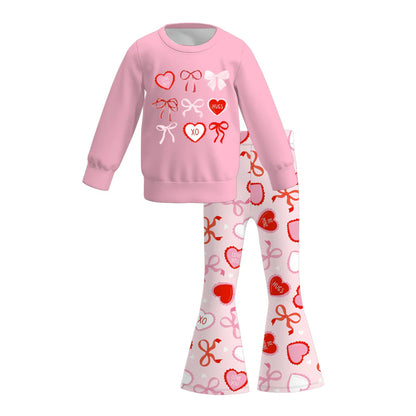 (PRE ORDER) 1.1 VALENTINE'S DAY PRINT GIRLS SWEATSHIRT BELL PANTS SET