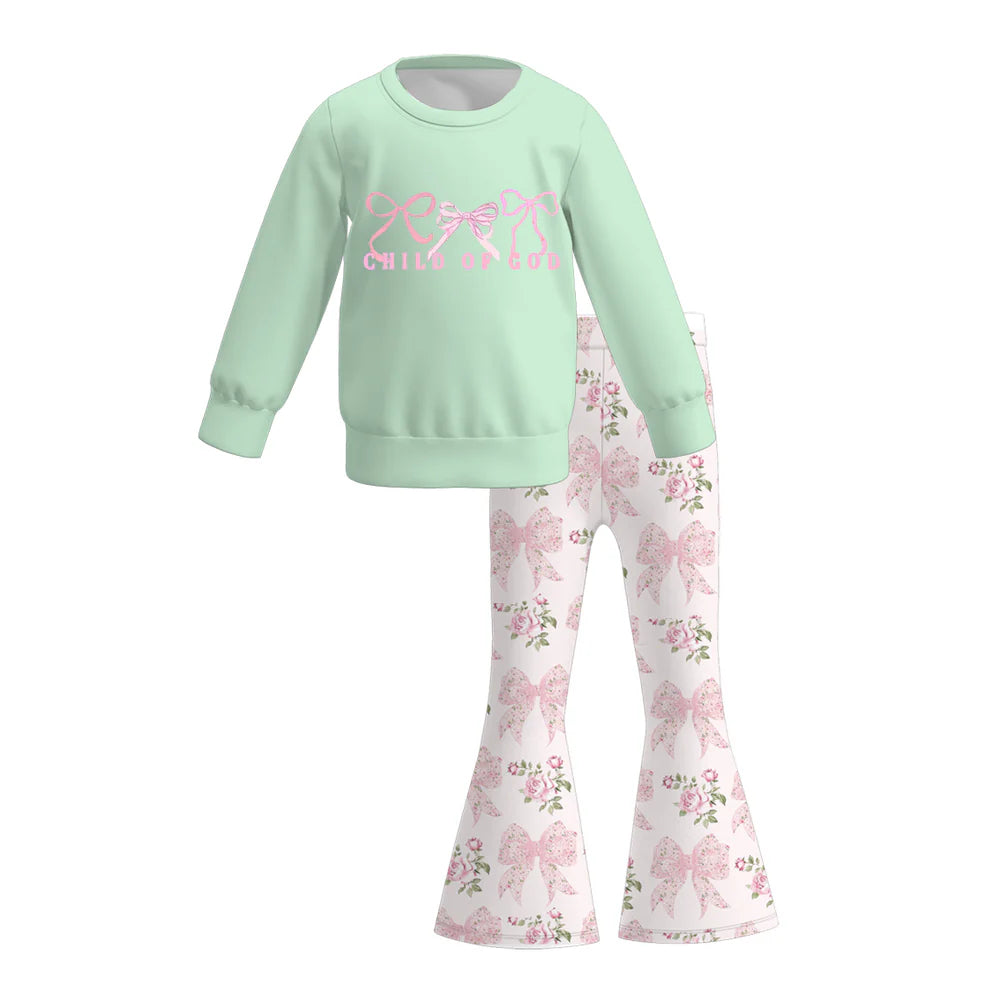 (PRE ORDER) 1.1 VALENTINE'S DAY PRINT GIRLS SWEATSHIRT BELL PANTS SET