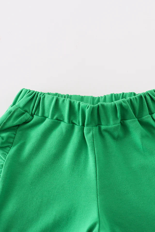 Green Golf Applique Girl Shorts Set