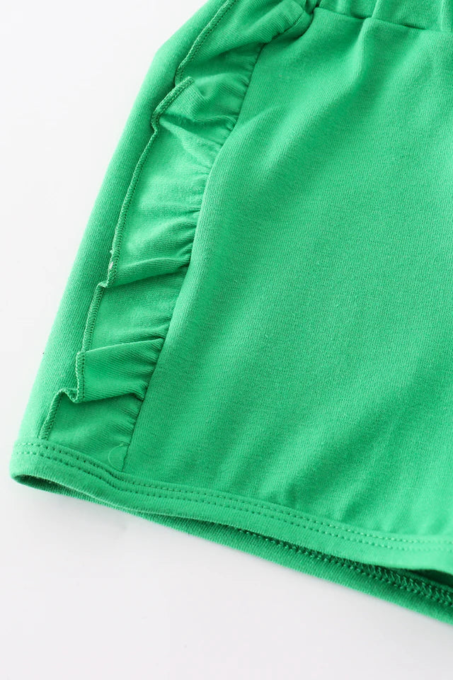 Green Golf Applique Girl Shorts Set