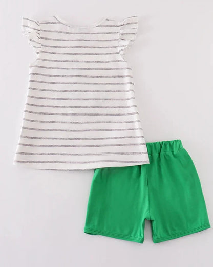 Green Golf Applique Girl Shorts Set