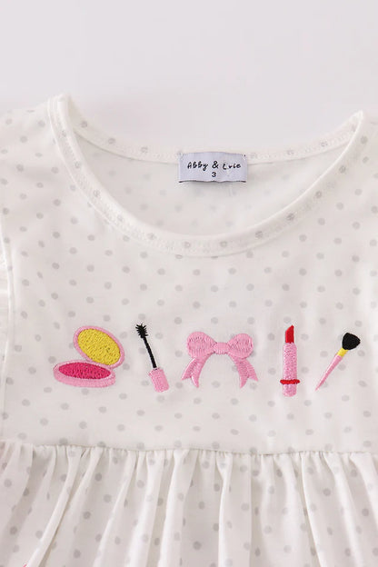 Make Up Embroidered Girl Shorts Set