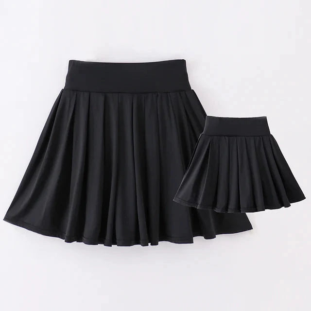 Pleated Active Black Mom + Me Skort