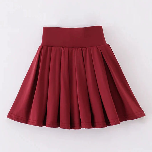 Pleated Active Maroon Skort