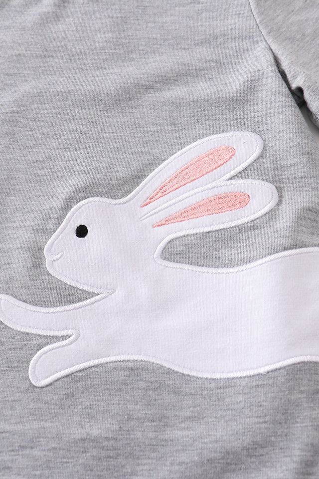 Easter Bunny Applique Grey Boy Shorts Set