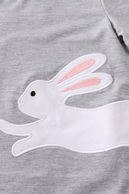 Easter Bunny Applique Grey Boy Shorts Set